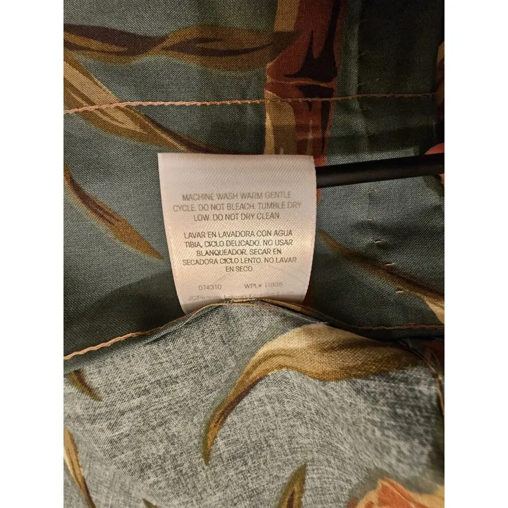 JC Penney Tropic Green Curtain Set W/ Tie‎ Backs Teal Bamboo 84” W X 84